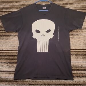PUNISHER Marvel‎ Black Cotton Single Stitch USA Mens Large T Shirt VTG 80s RARE